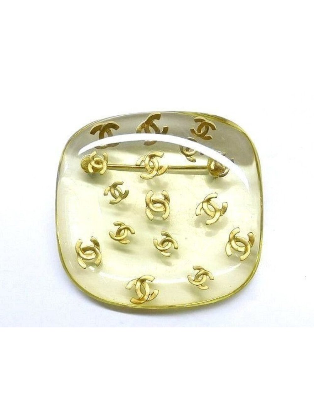Chanel Brooch Plastic CC Logo Antique Vintage